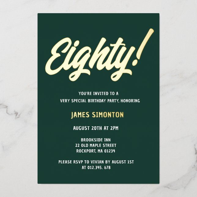 Vintage Golden Script 80th Birthday Party (Front)