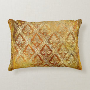 vintage golden shabby background accent pillow
