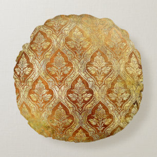 vintage golden shabby background round pillow