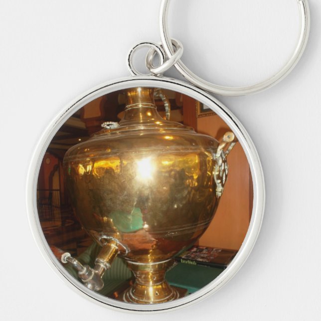 Vintage Golden Tea Pot Wall Art & Print Keychain (Front)