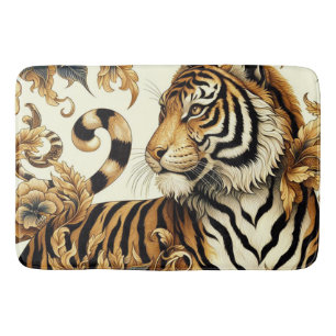 Vintage Golden Tiger Painting Bath Mat