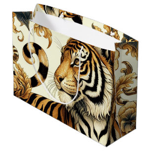 Vintage Golden Tiger Painting Large Gift Bag