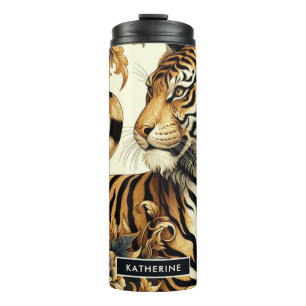 Vintage Golden Tiger Painting Thermal Tumbler