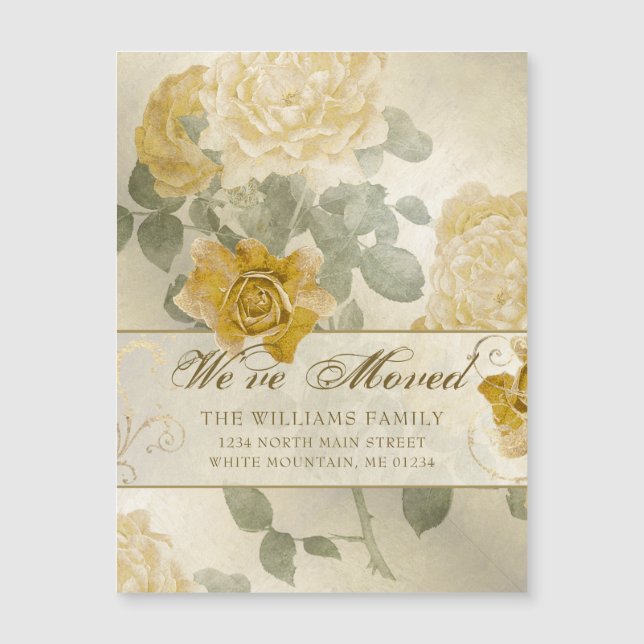 Vintage Golden Yellow Rose Floral Moving (Front)