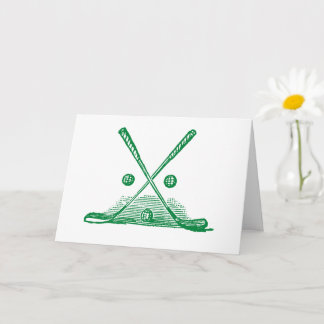 Vintage Golf Club & Ball Green Greeting Card