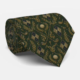 Vintage Golf Club Green and Gold Sport Tie