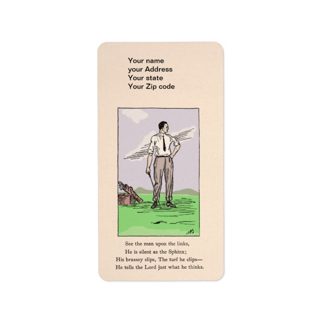 Vintage Golf ditty personalised address labels (Front)