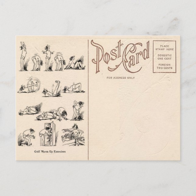 Vintage Golf Exercises Postcard (Front)