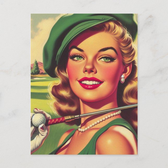 Vintage Golf Girl Postcard (Front)