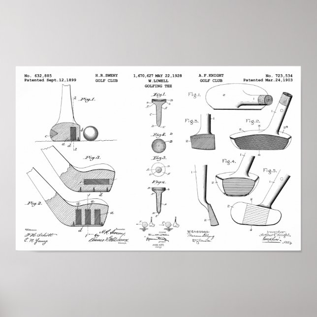 Vintage Golf Patent Poster 2 Black on White (Front)