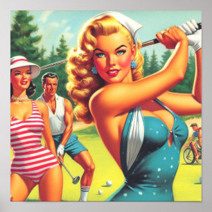 Vintage Golf Pin-up Poster