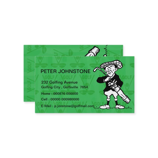 Vintage Golf player contact cards (Front/Back In Situ)