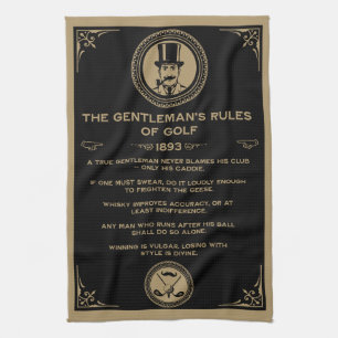 Vintage Golf Rules Wall  Kitchen Towel