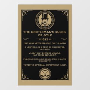 Vintage Golf Rules Wall Window Cling