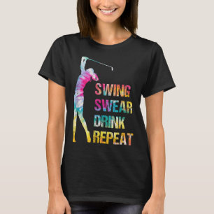 Vintage Golf Swing Swear Drink Repeat Love Golfing T-Shirt