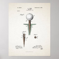 Vintage Golf Tee Patent 1899 Poster