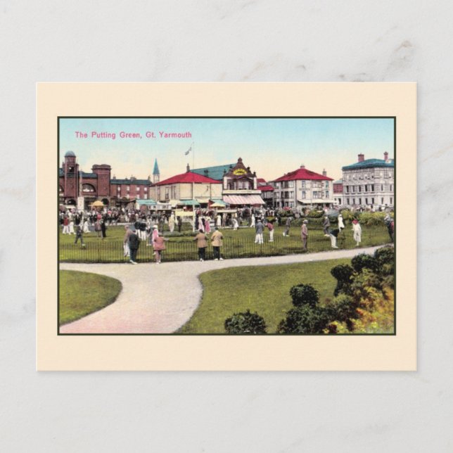 Vintage golf, the putting green Great Yarmouth Postcard (Front)