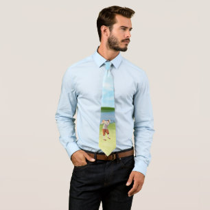 Vintage Golfer by the Riverbank Tie