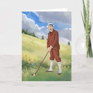 Vintage golfer in the rough card