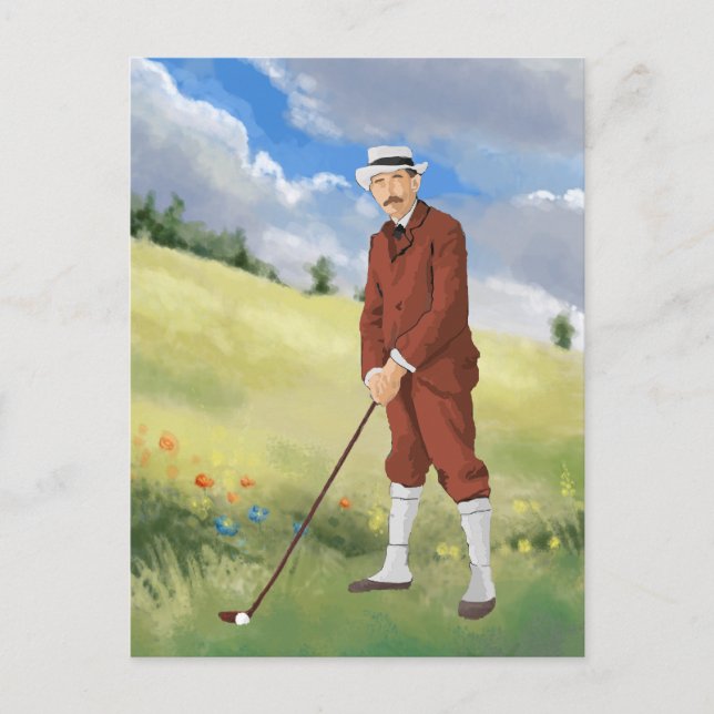Vintage golfer in the rough postcard (Front)