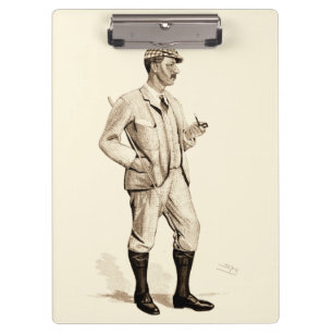Vintage Golfer with Tobacco Pipe and Boots Clipboard