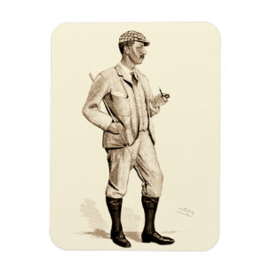 Vintage Golfer with Tobacco Pipe and Boots Magnet