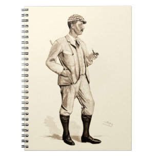 Vintage Golfer with Tobacco Pipe and Boots Notebook