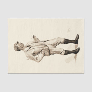 Vintage Golfer with Tobacco Pipe and Boots Tissue Paper