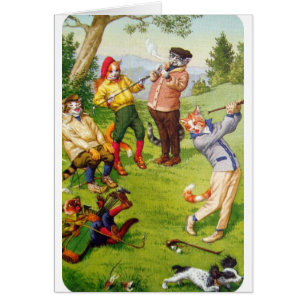 Vintage - Golfing Cats,