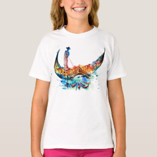 Vintage Gondola Venice City Travel Love Watercolor T-Shirt