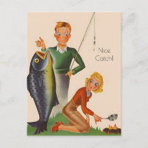 Vintage Gone Fishin Fishing Nice Catch lingo Retro