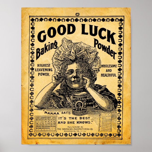 Vintage Good Luck Baking Powder Sign Print (Front)