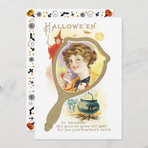 Vintage Good Luck Mirror Halloween Invitation