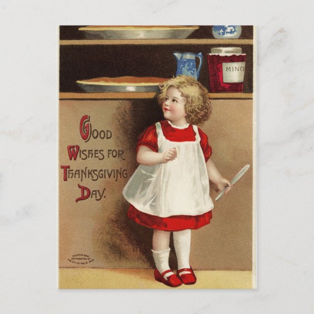 Vintage Good Wishes For Thanksgiving Holiday Postcard (Front)