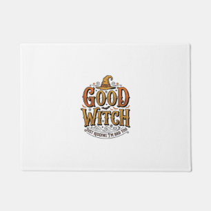 Vintage Good Witch Halloween Typography Design_1 Doormat