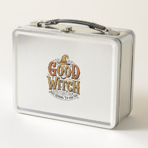 Vintage Good Witch Halloween Typography Design_1 Metal Lunch Box