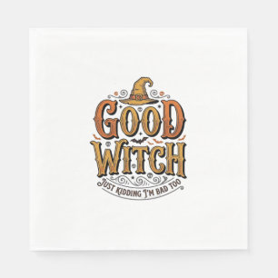 Vintage Good Witch Halloween Typography Design_1 Napkin