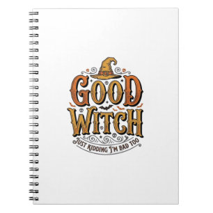 Vintage Good Witch Halloween Typography Design_1 Notebook