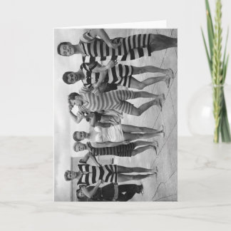 Vintage goofy men in bathing suits with woman card