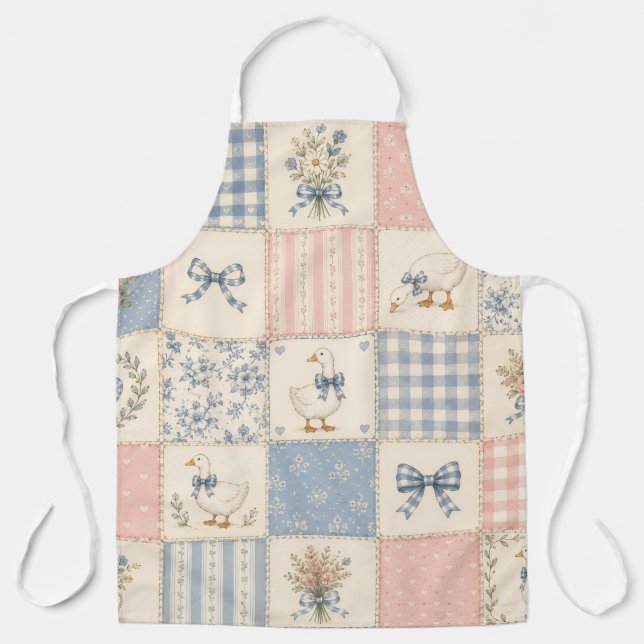 Vintage Goose Country Cottage Patchwork Quilt Apron (Front)