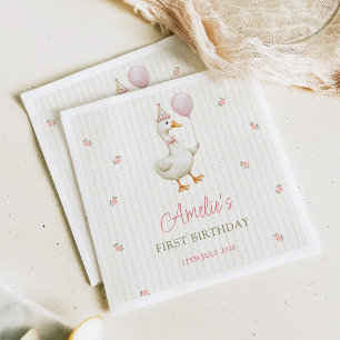 Vintage Goose First Birthday Napkins