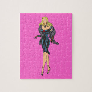 Vintage Gorgeous Glamour Girl Retro Blonde Pinup Jigsaw Puzzle