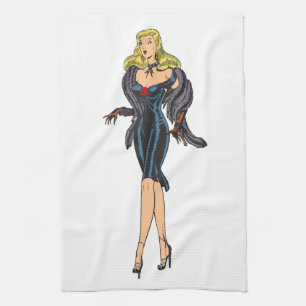 Vintage Gorgeous Glamour Girl Retro Blonde Pinup Kitchen Towel