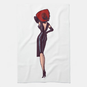 Vintage Gorgeous Glamour Girl Retro Pinup Kitchen Towel