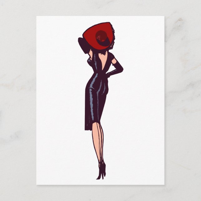 Vintage Gorgeous Glamour Girl Retro Pinup Postcard (Front)