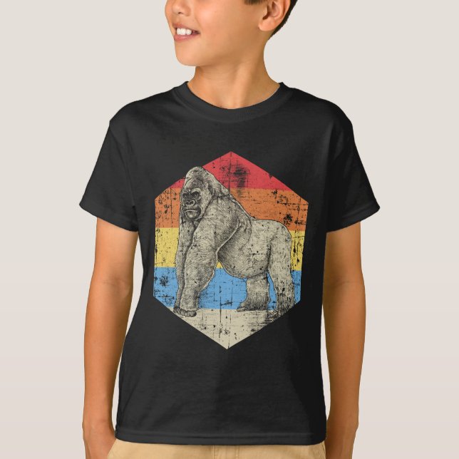 Vintage Gorilla Art Safari Animal T-Shirt (Front)