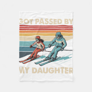 Vintage Got Ped By My Daughter Funny Skiing Family Fleece Blanket