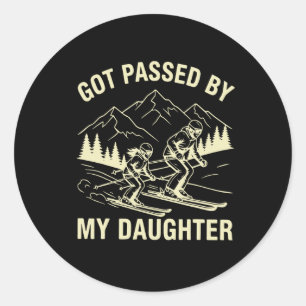 Vintage Got Ped By My Daughter Funny Skiing Father Classic Round Sticker