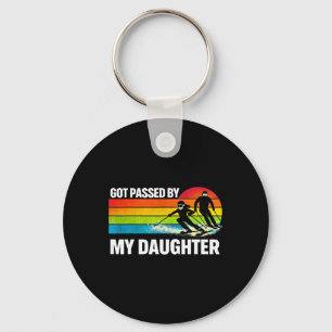 Vintage Got Ped By My Daughter Funny Skiing Retro Keychain