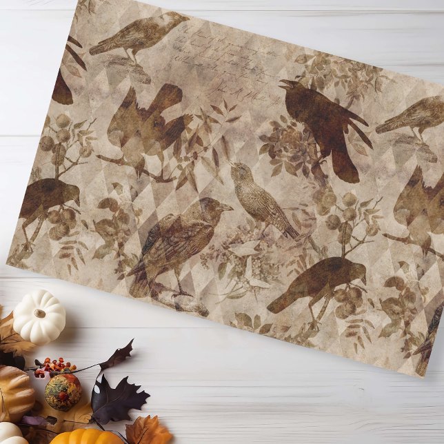 Vintage Goth Decoupage Crow Raven  Tissue Paper (Creator Uploaded)